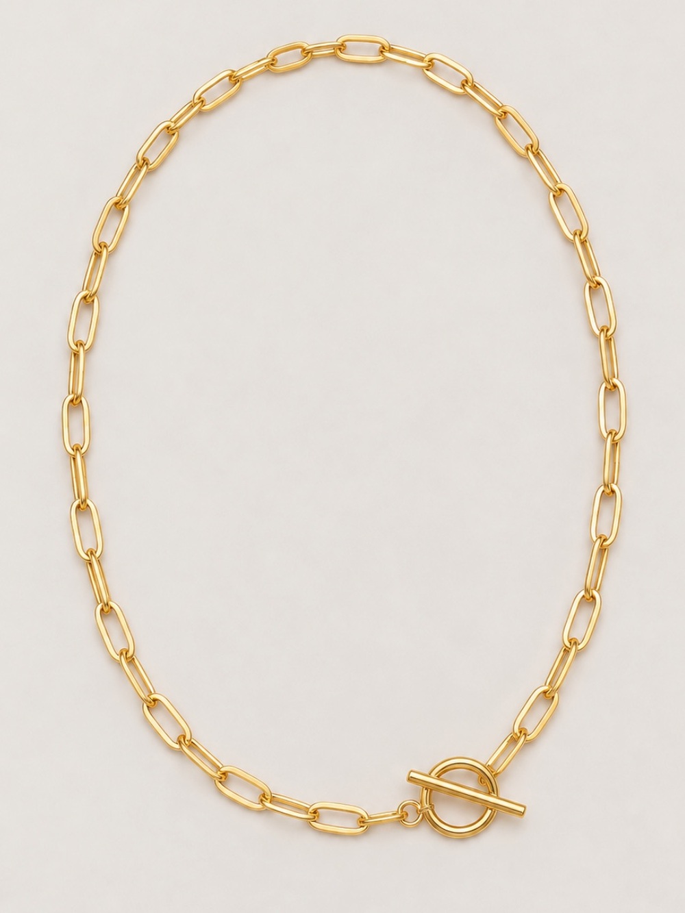 New! Gold Paperclip Chain Gold Toggle Necklace NWOT